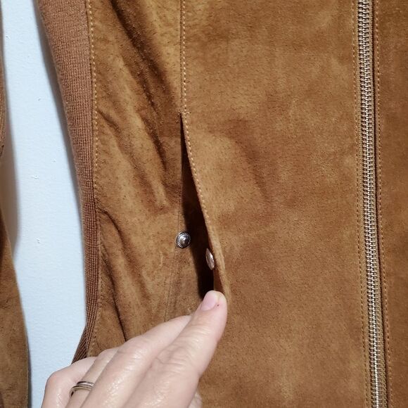 Soia & Kyo Genuine Pig Suede Zipper Jacket Stretchy Side Panels Size XS - Picture 8 of 16
